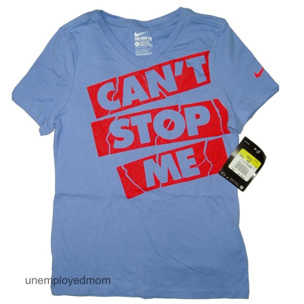 Nike Can't Stop Me Tee Youth Girls Sports Athletic Active Wear BTS Shirt Top